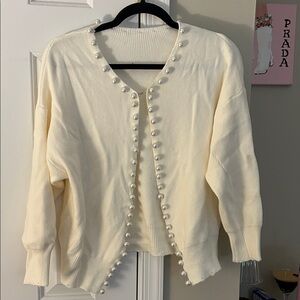 Elegant Cream Cardigan with Pearl Details